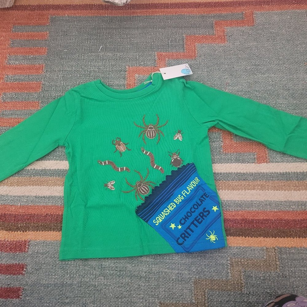Mini Boden chocolate bugs LS shirt 3-4 y